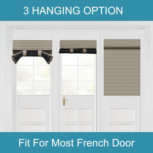 French Door Curtains Door Blinds Style,Light Brown 25x70 Inch Length Blackout Door Curtains,Privacy Door Curtains for Door Window,Bedroom,Office,Thermal Insulated Tie Up Shade 1 Panel - Image 5