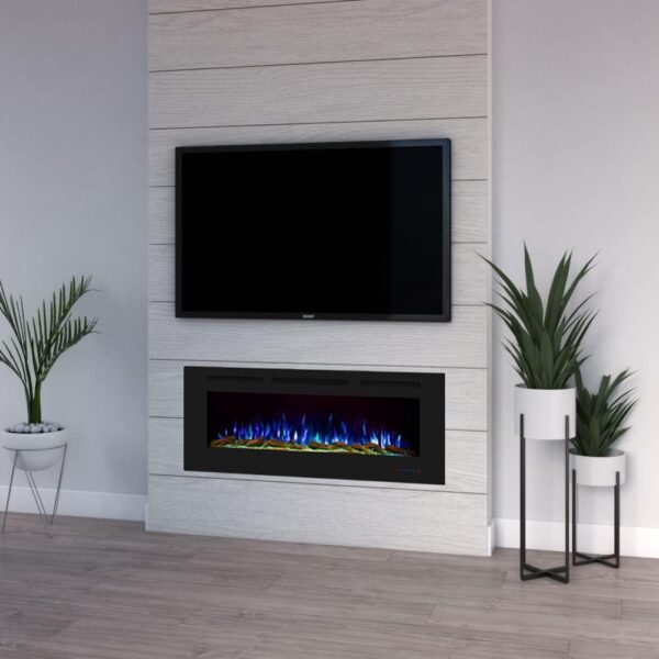 54 Inch WiFi Smart Electric Fireplace, Recessed and Wall Mount Fireplace Heater with 13 Flame &3 Top Light, Remote Control Fireplace with Timer &Thermostat, Black, Ventless, Work with Alex - Image 7
