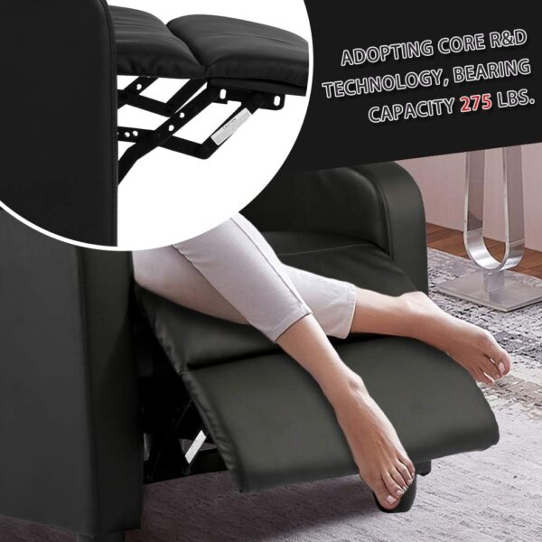 FDW Recliner Chair for Living Room Home Theater Seating Single Reclining Sofa Lounge with Padded Seat Backrest (Black) - Image 4