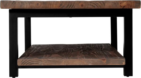 Pomona Rustic Natural 48 in. Wide Coffee Table with Shelf, 400 lbs. Weight Capacity and Metal Legs for Living Room Rustic Industrial Style Storage - Wood Top & Solid Wood Finish - Image 6