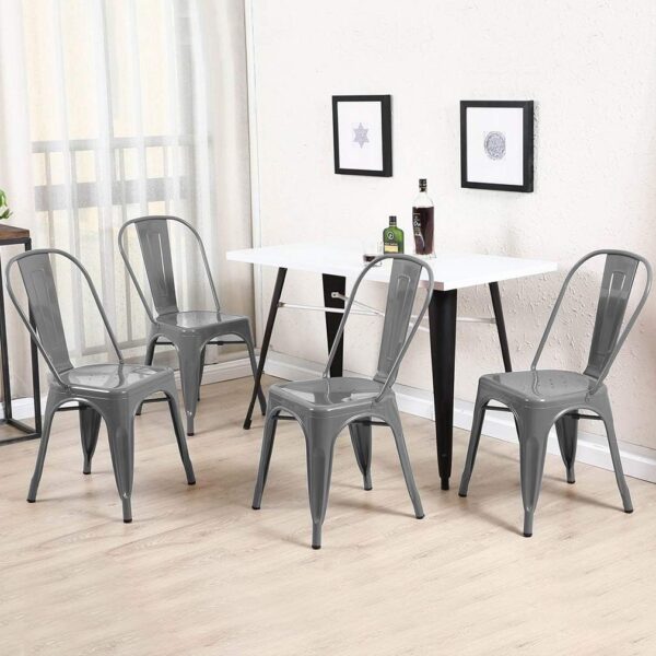 FDW Dining Chairs Set of 4 Indoor Outdoor Chairs Patio Chairs Furniture Kitchen Metal Chairs 18 Inch Seat Height 330LBS Weight Capacity Restaurant Chair Stackable Chair Tolix Side Bar Chairs - Image 6