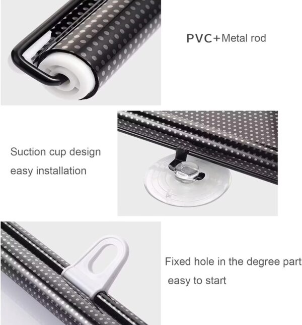No Drilling Retractable Roller Window Shades W/5 Suction Cups, Temporary Blackout Roller Blinds with Suction Cups Curtain for Home Bedroom (15.7" L X 23.6" W, Black) - Image 2