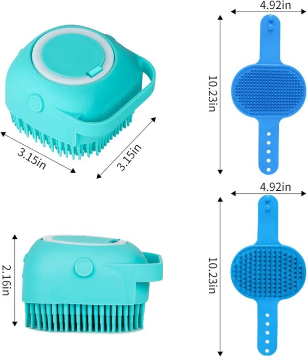 Comotech 3PCS Dog Bath Brush | Dog Shampoo Brush | Dog Scrubber for Bath | Dog Bath Brush Scrubber | Dog Shower/Washing Brush with Adjustable Ring Handle for Short & Long Hair (Blue Blue Blue) - Image 6