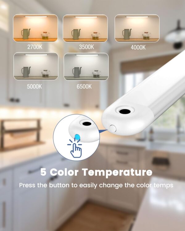 MYPLUS 16" Under Cabinet Lighting, Hand Wave Sensor Under Counter Lights with 5 Color Temps and Dimmable 600 Lumen, 80 LEDs Plug in Led Light Bar for Indoor,Kitchen,Cabinet,Counter - Image 4