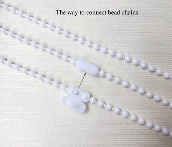 10 Meters (10.94 Yards) with 10 PCS of Connectors for Roller Blind Bead Chain Cord Venetian Honeycomb Vertical Shade Blind Cord for Roller Blind Replacement Parts Repair Fittings (White) - Image 3