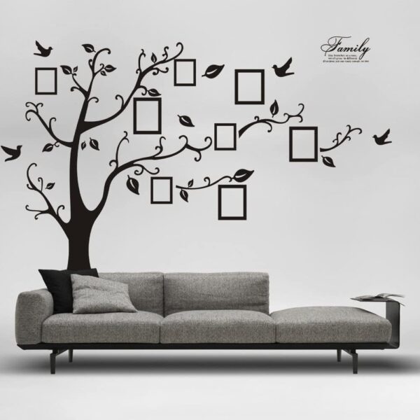 Large Family Tree Wall Decal, DIY Black Photo Frame Tree Wall Decor Sticker Mural Decal Art Décor for Living Room Home Decor (Black Tree to Right) - Image 4