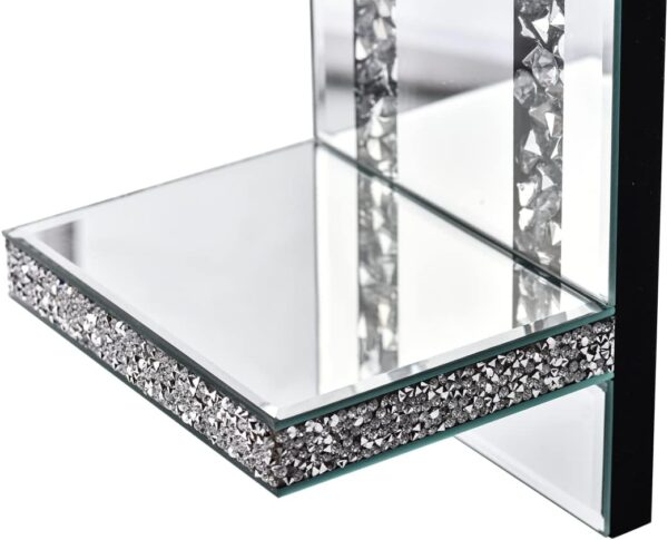 Crystal Crush Diamond Mirrored Candle Sconces, Silver Wall Candle Holder Set of 2, Wall Decorations for Living Room，Dining Room (Rectangle Stripe (Style 4)) - Image 7