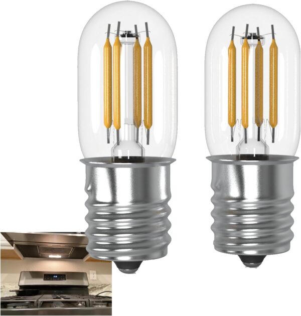Microwave Light Bulbs Under Hood 125V 40W Equivalent for Whirlpool Microwave Light Bulb 8206232a 4W LED Appliance Bulb E17 3000K Warm White Non-Dimmable, 2 Pack