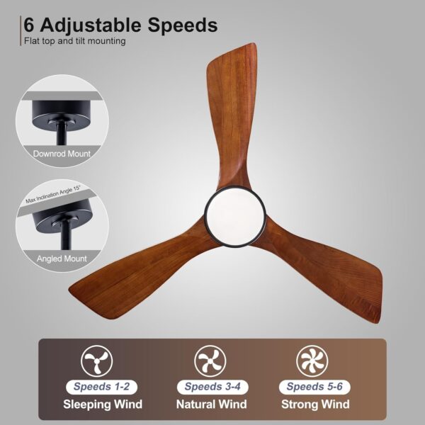 BOJUE 60 Inch Ceiling Fans with Lights Remote Control, Indoor Outdoor Wood Ceiling with 3 Blade Fan for Patio Living Room, Bedroom, Office, Summer House,Etc - Image 7