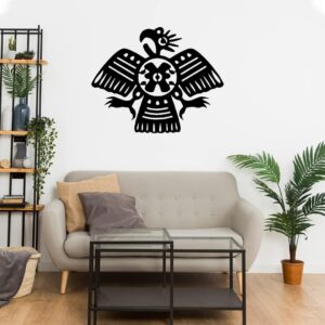 Aztec Bird Metal Wall Art - Durable and Rust-Free Indoor & Outdoor Aluminum Composite Wall Decor - Home Decor Wall Art for Living Room and Bedroom Decorations - Black (23''x19'')