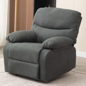 Panana Recliner Armchair with Reclining Function, Upholstered Padded Single Sofa Seat, Home Office Living Room Lounge Chairs for Reading Resting Sleeping (Dark Gray Linen Fabric)