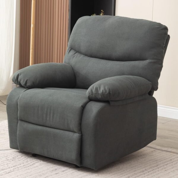 Panana Recliner Armchair with Reclining Function, Upholstered Padded Single Sofa Seat, Home Office Living Room Lounge Chairs for Reading Resting Sleeping (Dark Gray Linen Fabric)