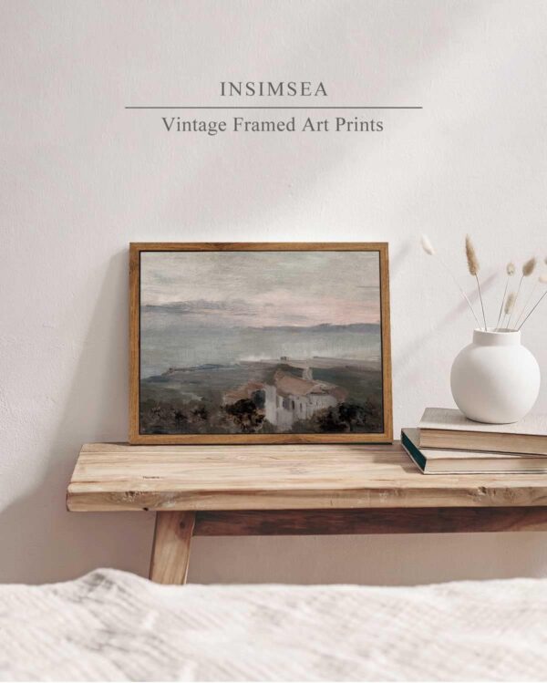 InSimSea Framed Wall Art for Living Room Vintage Decor Wall Art Coastal Town Landscape Wall Art Rustic Farmhouse Wall Decor Canvas Art Wall Decorations for Office Decor Retro Room Decor 9x11in - Image 3