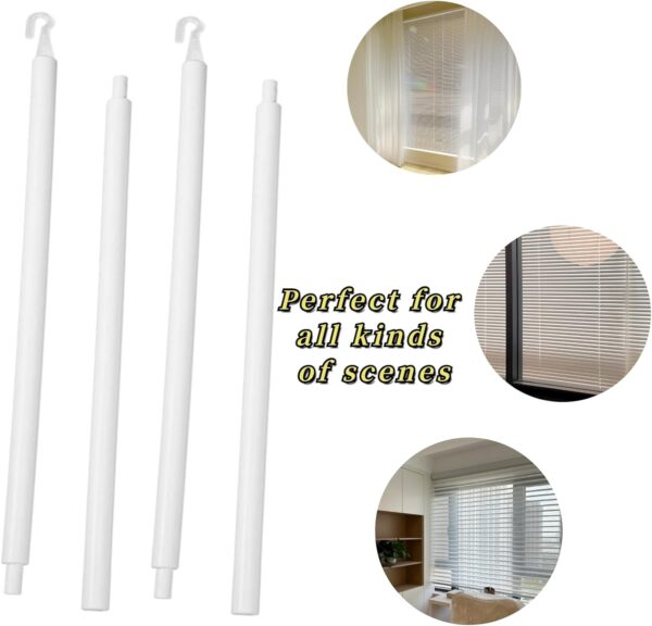 24 inch 2 Pair Blind Wands,Clear Blind Rod with Hook and Grip,Vertical Blinds Replacement Parts,Plastic Blind Opener,Curtain Stick Blind Tilt Wand for Window (24 inch_White) - Image 4