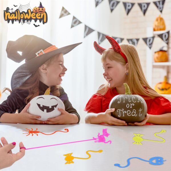 40 Pack Halloween Sticky Hands Toys, 8 Styles Pumpkin Spider Bat Cat Ghost Candy Sticky Stretchy Toys for Kids Boys Girls Halloween Treat Bags Goodie Bags Fillers Halloween Party Favors Gifts - Image 6