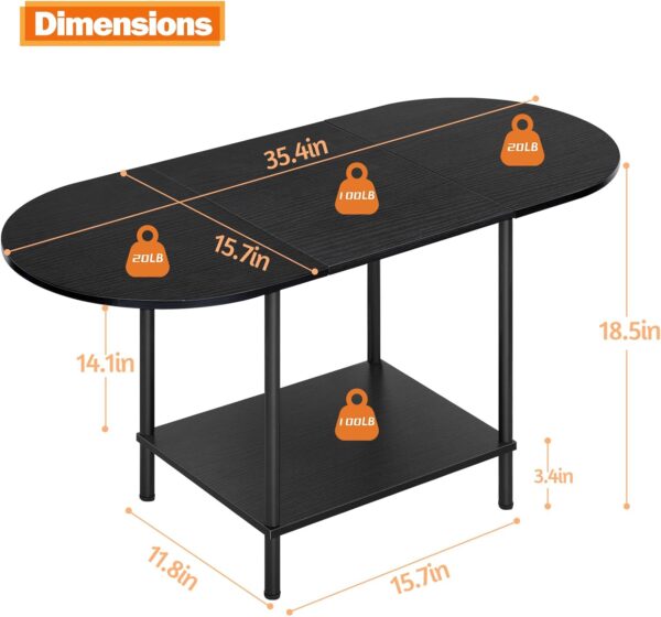 Coffee Tables for Living Room,2-Tier Small Coffee Table Industrial Modern Black Coffee Table with Storage Shelf and Wood Tabletop for Small Space,Home Office - Image 2