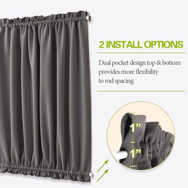 PONY DANCE French Door Curtain - Grey Blackout Drape Energy Saving Thermal Insulated Drapery/Front Door Panel Including Adjustable Tie Back, 25 by 72 inch, 1 PC - Image 2