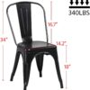 Yaheetech Iron Metal Dining Chairs Stackable Side Chairs Bar Chairs with Back Indoor/Outdoor Classic/Chic/Industrial/Vintage Bistro Trattoria Kitchen Restaurant Matte Black, Set of 4 - Image 3