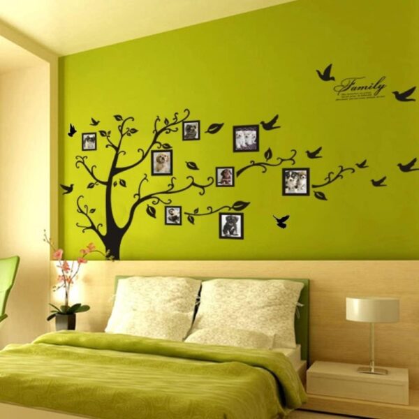 Large Family Tree Wall Decal, DIY Black Photo Frame Tree Wall Decor Sticker Mural Decal Art Décor for Living Room Home Decor (Black Tree to Right) - Image 2