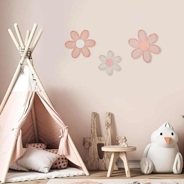 Maitys 3 Pieces Boho Daisy Wall Decor Natural Rattan Flower Wall Hanging Art Wooden Boho Wall Art Nursery Wall Decor Flowers Farmhouse Hanging Decor for Home Office Nursery (Rustic Color) - Image 6