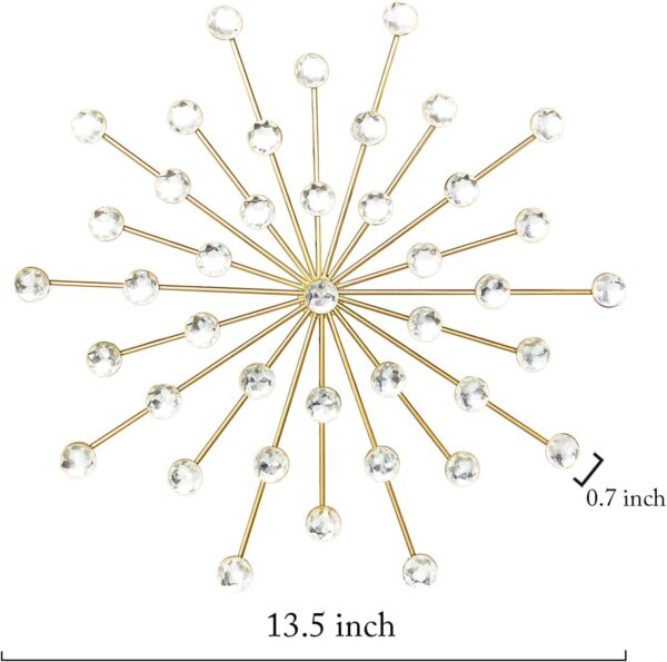 ZEXUIRU 3 Set Gold Metal Jeweled Wall Art Bling Crystal Home Décor Star Sun Rhinestone Wall Hanging Diamond Accents - Image 6