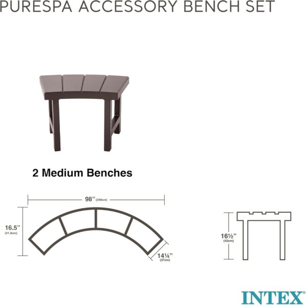 Intex 28514E 2 Medium PureSpa Accessories Benches, Compatible w/ 4 Person Spas, Combines to Create A Larger Bench, Flat Storage, 350 Pound Capacity - Image 5