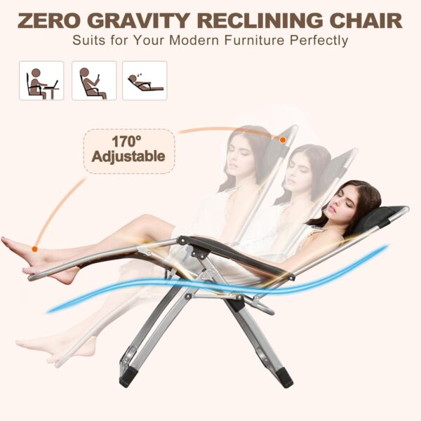 DoCred Comfy Chair, Folding Chair Recliner Chair for Bedroom and Living Room, Folding Reclining Patio Chairs Lounge Chair with Removable Cushion for Indoor Outdoor - Image 4