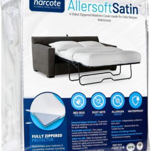 Allersoft| Queen Sleeper Sofa Mattress Cover with Secure Locking Zipper. Creates a Natural Seal On All Sides of Your Pull-Out Sofa Mattress from Liquids, Dust, Pet Dander, Pollen-60x72 (Fits 4-8 Deep)