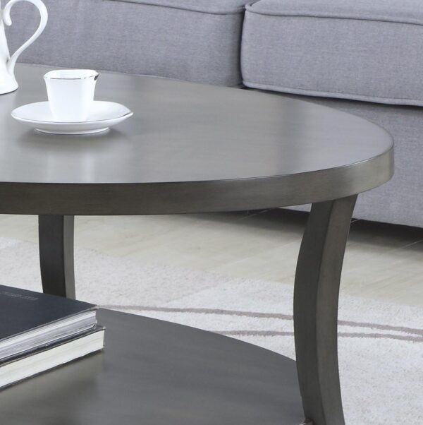 NicBex Coffee Table Wooden Coffee Table with Storage Oval Center Tables with Display Shelves Dining Table for Living Room, Dining Room, Office, and Bedroom,48" W, Espresso - Image 3
