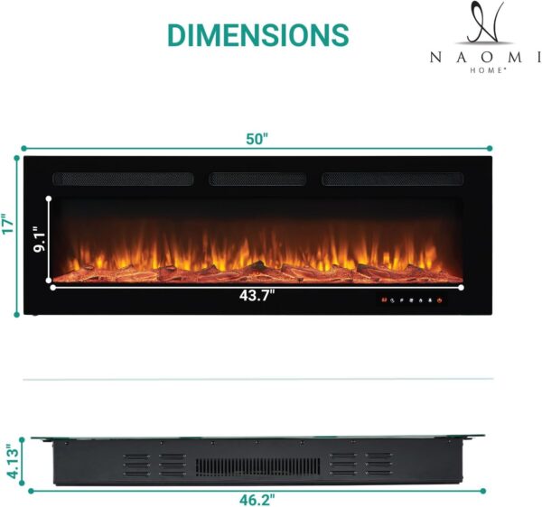 Electric Fireplace 30" with Remote and Touch Screen, Electric Fireplace Inserts Recessed, 12 Flame Colors Electric Fireplace Heater, Wall Mount Fireplace with Carbon & Crystal Logs, 750W/1500W - Image 2