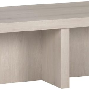 Henn&Hart 44" Wide Rectangular Coffee Table in Alder White, for Home, Living Room, Bedroom, Entertainment Room, Office