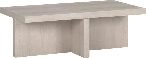Henn&Hart 44" Wide Rectangular Coffee Table in Alder White, for Home, Living Room, Bedroom, Entertainment Room, Office