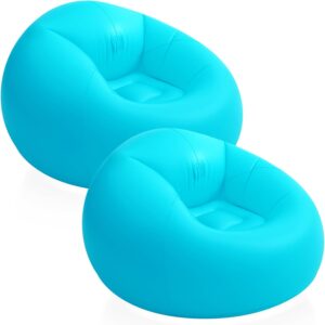 Inflatable Bean Bag Chair for Adult Bean Bag Sofa Chair Blow up Inflatable Furniture for Indoor Outdoor Living Room Bedroom Balcony Travel Party Accessories(Lake Blue,2 Pcs)