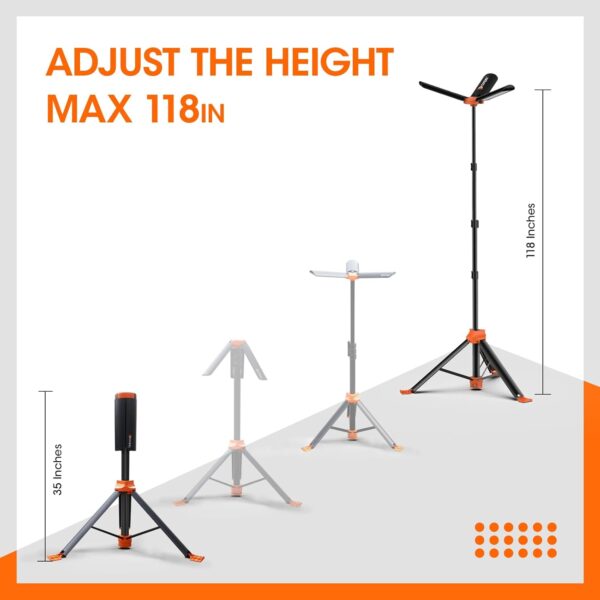 Camping Light, Large Area Lighting Floodlight, Max 118In Tall, 20000 Lumens, Suitable for Outdoor Activities, Telescopic Light with Tripod Work Light - Image 5