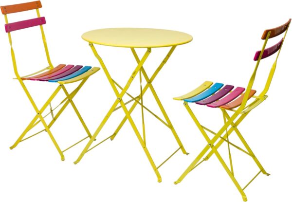 Alpine Corporation Indoor/Outdoor 3-Piece Bistro Set Folding Table and Chairs Patio Seating, Rainbow - Image 7