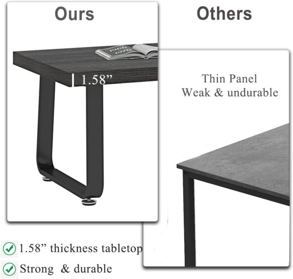 HSH Coffee Table, Industrial Wooden Coffee Table, Modern Minimalist Rectangular Center Table for Living Room, Wood and Metal Legs Cocktail Tea Table for Bedroom Home Office, Dark Gray Oak, 47 Inch - Image 4