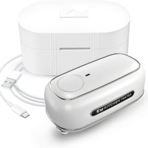 Kitchen Mama Orbit One Rechargeable Can Opener: Hands-Free Operation, Type-C Charging, Automatic Shut-Off, Smooth Edge, Professional-Grade Blade for Large Cans, Includes Elegant Storage Box (White)