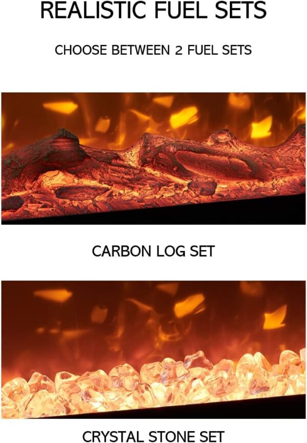 Naomi Home Electric Fire Place Heater for The Wall Mount, Living Room Black 30 Inches/12 Flame Colors - Image 2