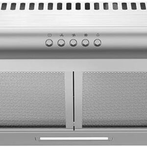 Comfee CVU30W4AST 30 inch Under Cabinet Ducted/Ductless Convertible Slim Vent Durable Stainless Steel Kitchen Reusable Filter, 3 Speed Exhaust Fan and 2 LED Lights Range Hood, 2.0 Version