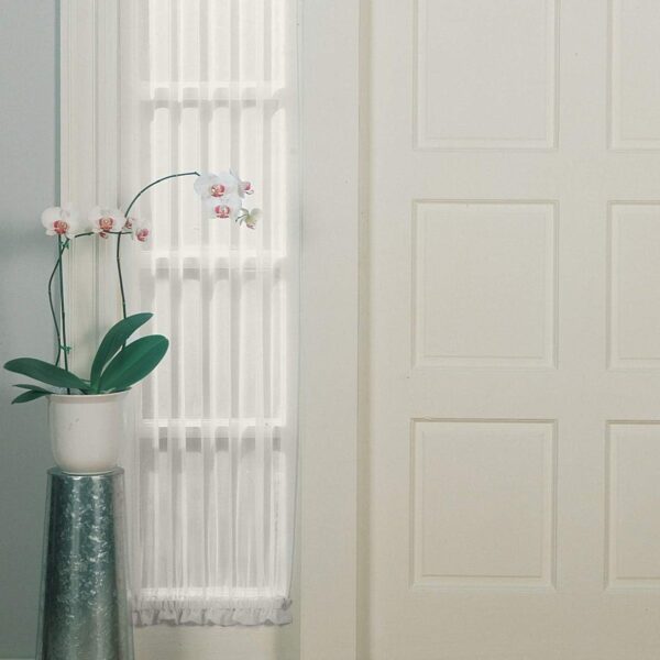 No. 918 Emily Sheer Voile Rod Pocket Door Sidelight Curtain Panel, 28" x 72", Eggshell - Image 2