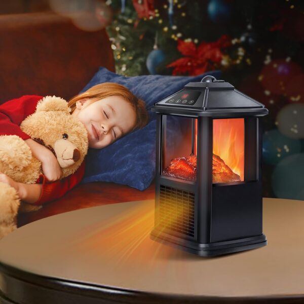 Electric Fireplace Heater with Remote 1500W Portable Freestanding Stove Heater Realistic Flame Effect 7 Colors& 3 Brightness for Indoor Use Overheating and Tip-Over Safety - Image 3