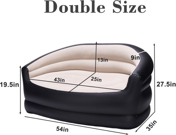 DIMAR GARDEN Inflatable Couch Outdoor Air Sofa,Blow Up Couches for Camping, Double Size - Image 3