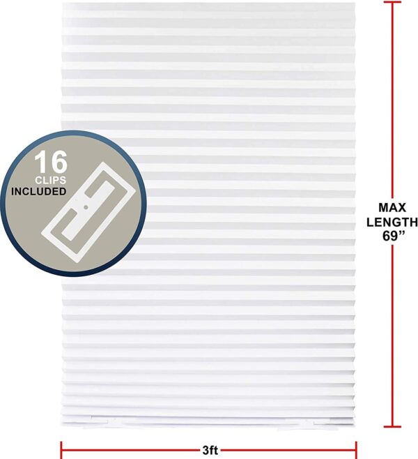 Mirrotek Pleated Window Paper Shades Light Filtering Blinds White 36" x 69" (Pack of 6 Temporary Blinds),MT1050 - Image 3