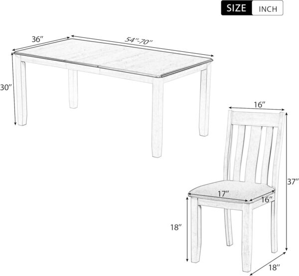 RITSU 6-Piece Rectangular Dining Table Set with 4 Tufted Button Chairs and Bench, MDF Frame Edges with Copper Nail Trim, Suitable for Living Room, Apartment, Gray - Image 3