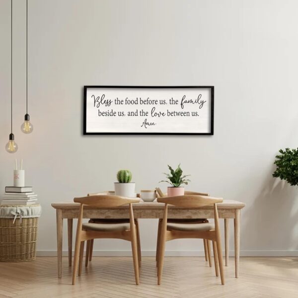 Bless the Food Before Us Sign Wall Decor 40"X15" Large Farmhouse Dining Room Wall Decor Framed Wood Rustic Home Wall Art Kitchen Decoration (Black) - Image 6
