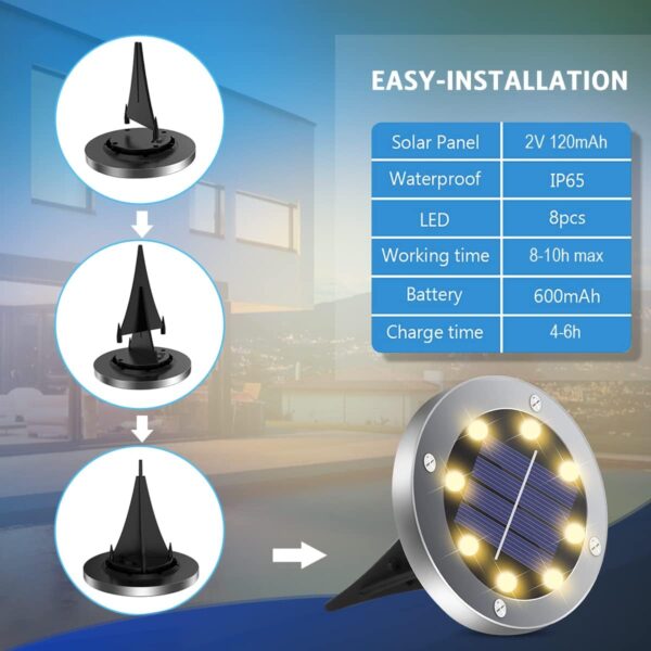 Solar Ground Lights 16Pack, Garden Solar Lights Outdoor Waterproof Solar Pathway Lights Bright In-Ground Lights Outdoor Lighting Decor for Lawn, Patio , Yard, Driveway, Step and Walkway Warm Light - Image 2