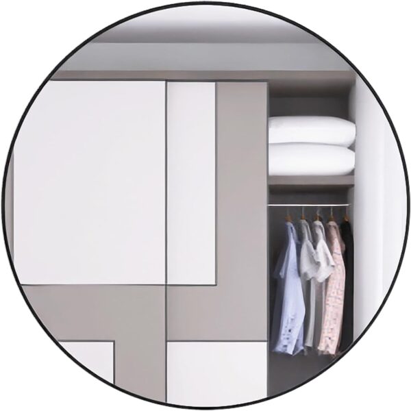 24in Wall Round Circle Mirror, Black Frame Bathroom Makeup Vanity Mirror Modern Decorative Accent Easy to Mount for Living Room Bedroom Home Decor or Entryway
