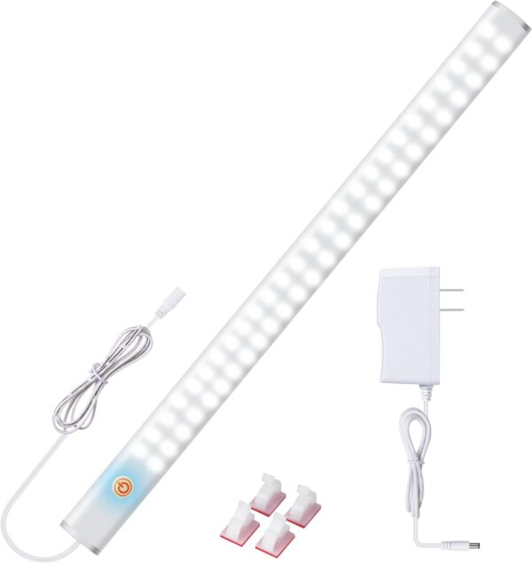 LED Under Cabinet Lighting with Touch Switch, Dimmable Under Cabinet Lights, Under Counter Lighting for Desk, Cold White 6000K