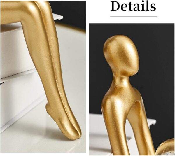 Gold Home Decor Large Thinker Statue Accents, Set of 3 Thinker Sculptures Office Decor Modern Abstract Resin Decoration on Shelf Table Desk for Living Room Office Bedroom - Image 4