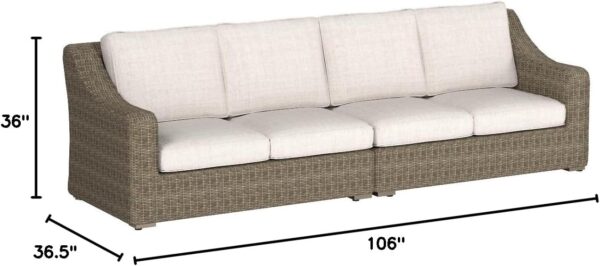 Signature Design Ashley Beachcroft Outdoor Left & Right Arm Facing Wicker Patio Loveseats, Brown & Beige - Image 3
